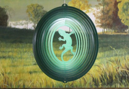 Dakota Steel Art 14456 12" Gecko Wind Spinner - Green Starlight