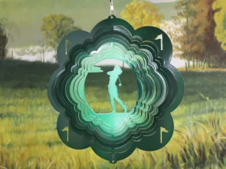 Dakota Steel Art 15056 12" Golf Woman Wind Spinner - Green Starlight