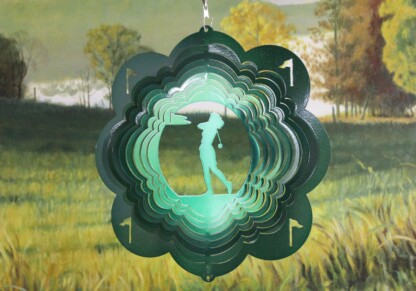 Dakota Steel Art 15056 12" Golf Woman Wind Spinner - Green Starlight