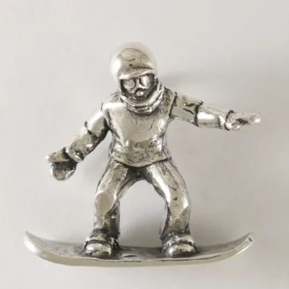 Microsculptures 1515 Snowboarder Silver Pendant