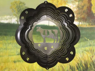 Dakota Steel Art 16551 12" Holstein Cow Wind Spinner - Black Starlight
