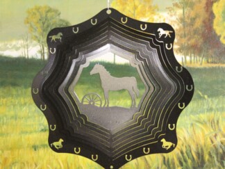Dakota Steel Art 16851 12" Horse & Wheel Wind Spinner - Black Starlight