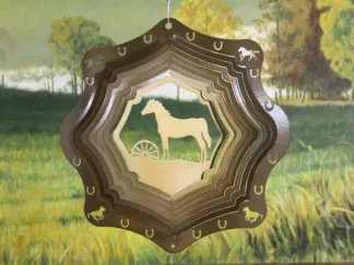 Dakota Steel Art 16855 12" Horse & Wheel Wind Spinner - Copper Starlight