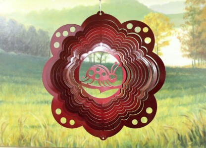 Dakota Steel Art 19261 12" Ladybug Wind Spinner - Red Starlight