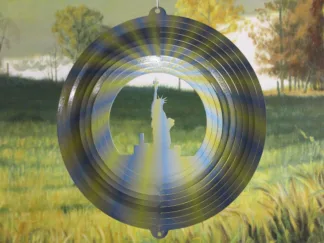 Dakota Steel Art 19545 12" Liberty Wind Spinner - Blue Gold Printed