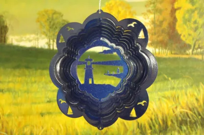 Dakota Steel Art 19852 12" Lighthouse Wind Spinner - Blue Starlight