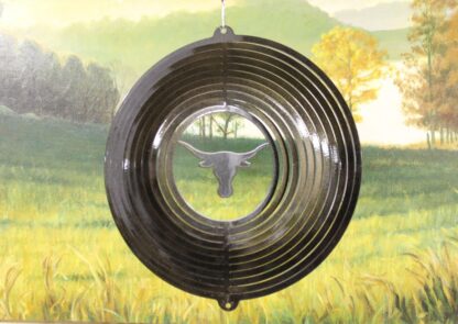 Dakota Steel Art 20451 12" Longhorn Wind Spinner - Black Starlight