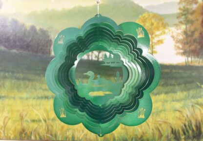 Dakota Steel Art 21006 12" Loon Wind Spinner - Green Starlight