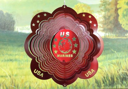 Dakota Steel Art 22561 12" Marines Wind Spinner - Red Starlight