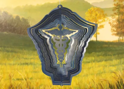 Dakota Steel Art 22852 12" Medical Symbol Wind Spinner - Blue Starlight
