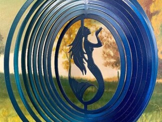 Dakota Steel Art 23181 12" Mermaid Wind Spinner - Teal/Blue Starlight