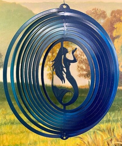 Dakota Steel Art 23181 12" Mermaid Wind Spinner - Teal/Blue Starlight