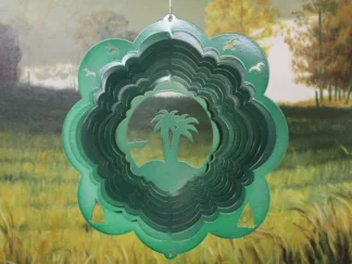 Dakota Steel Art 24956 12" Palm Tree Wind Spinner - Green Starlight