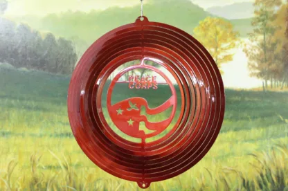 Dakota Steel Art 25511 12" Peace Corp Wind Spinner - Red