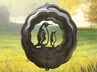 Dakota Steel Art 25851 12" Penguin Wind Spinner - Black Starlight