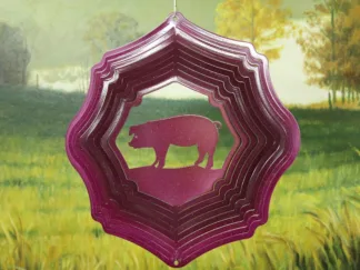 Dakota Steel Art 26460 12" Pig Wind Spinner - Raspberry Starlight