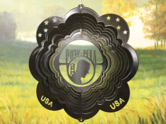 Dakota Steel Art 27051 12" Pow Mia Wind Spinner - Black Starlight