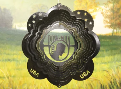 Dakota Steel Art 27051 12" Pow Mia Wind Spinner - Black Starlight