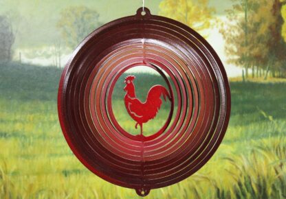 Dakota Steel Art 28861 12" Rooster Wind Spinner - Red Starlight