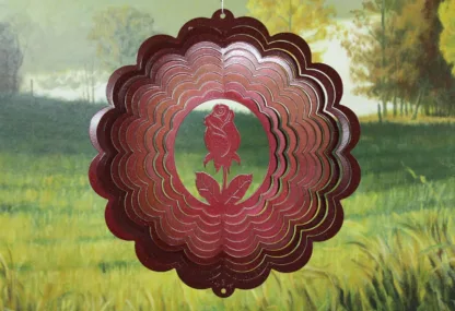 Dakota Steel Art 29161 12" Rose Wind Spinner - Red Starlight