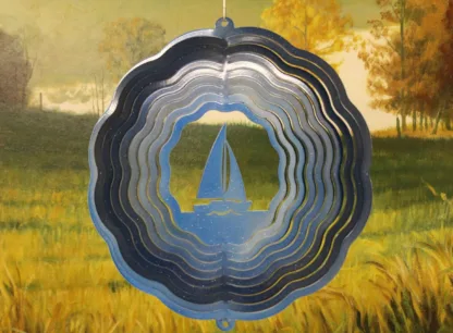 Dakota Steel Art 29752 12" Sailboat Wind Spinner - Blue Starlight