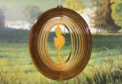 Dakota Steel Art 30005 12" Seahorse Wind Spinner - Copper Starlight