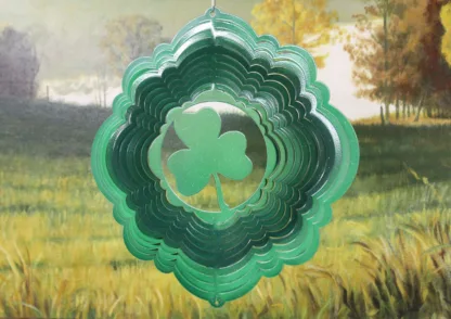 Dakota Steel Art 30356 12" Shamrock Wind Spinner - Green Starlight