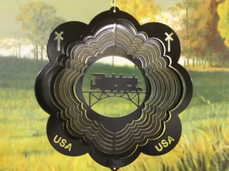 Dakota Steel Art 32751 12" Train Wind Spinner - Black Starlight