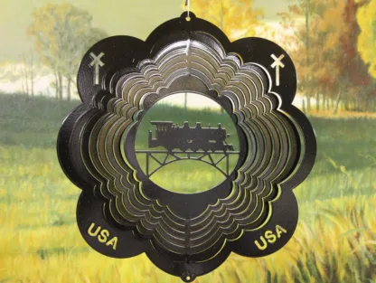 Dakota Steel Art 32751 12" Train Wind Spinner - Black Starlight
