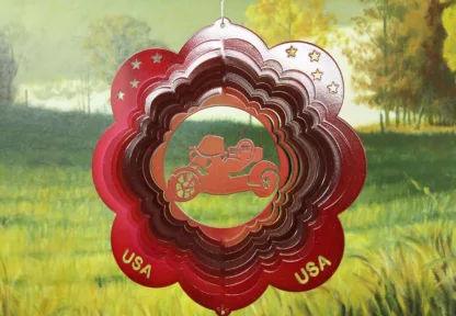 Dakota Steel Art 32961 12" Trike Wind Spinner - Red Starlight