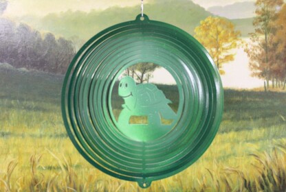 Dakota Steel Art 33356 12" Turtle Wind Spinner - Green Starlight