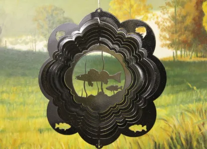 Dakota Steel Art 33951 12" Walleye Wind Spinner - Black Starlight