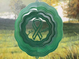Dakota Steel Art 34206 12" We Care Ribbon Wind Spinner - Green Printed