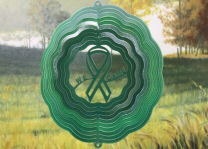 Dakota Steel Art 34206 12" We Care Ribbon Wind Spinner - Green Printed