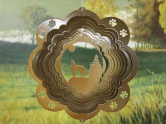 Dakota Steel Art 34855 12" Wolf Wind Spinner - Copper Starlight