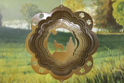 Dakota Steel Art 34855 12" Wolf Wind Spinner - Copper Starlight
