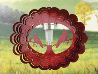Dakota Steel Art 39161 12" Solar Light Cardinal Wind Spinner - Red Starlight