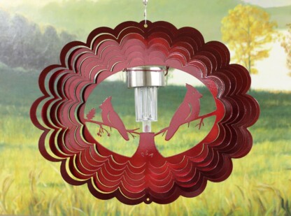 Dakota Steel Art 39161 12" Solar Light Cardinal Wind Spinner - Red Starlight