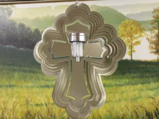 Dakota Steel Art 39253 16" Solar Light Cross Wind Spinner - Brass Starlight