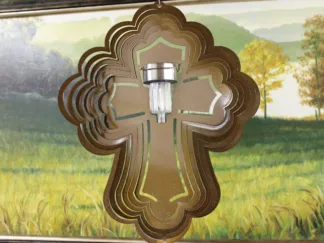 Dakota Steel Art 39255 16" Solar Light Cross Wind Spinner - Copper Starlight