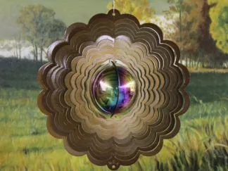 Dakota Steel Art 40355 12" Gazing Ball Wind Spinner - Copper Starlight