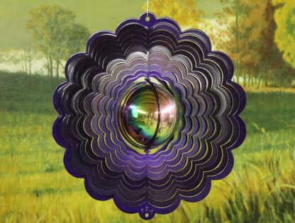 Dakota Steel Art 40359 12" Gazing Ball Wind Spinner - Purple Starlight