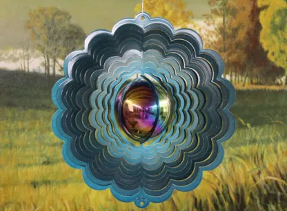 Dakota Steel Art 40362 12" Gazing Ball Wind Spinner - Teal Starlight