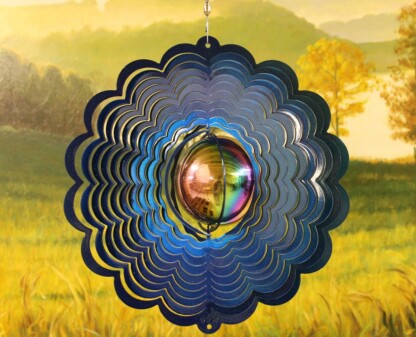 Dakota Steel Art 40381 12" Gazing Ball Wind Spinner - Teal/Blue Starlight