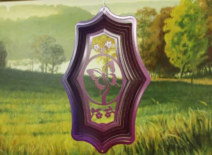 Dakota Steel Art 44078 Theme Butterfly Wind Spinner - Raspberry/Purple Starlight