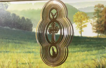 Dakota Steel Art 44655 Theme Cross Wind Spinner - Copper Starlight