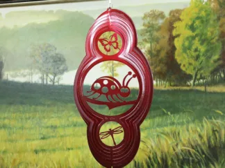 Dakota Steel Art 46261 Theme Ladybug Wind Spinner - Red Starlight