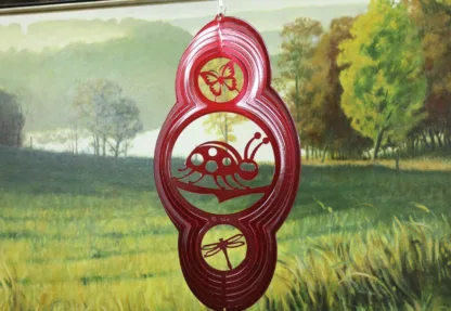 Dakota Steel Art 46261 Theme Ladybug Wind Spinner - Red Starlight