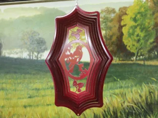 Dakota Steel Art 46711 Theme Lovebird Wind Spinner - Red