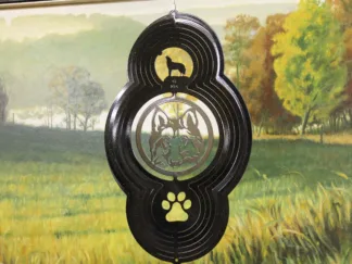Dakota Steel Art 47951 Theme Wolf Head Wind Spinner - Black Starlight